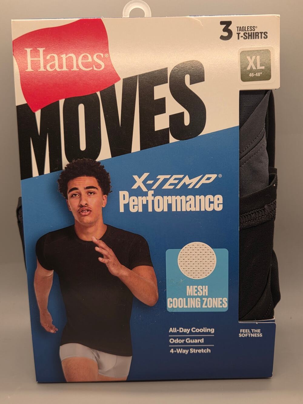 Hanes Moves Ultimate Men's Breathable Mesh Crewneck T-Shirt 3-Pack Size XL